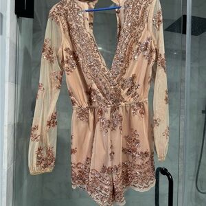 Sequin Embellished Blush Romper